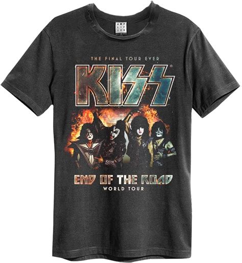 Amplified Kiss Rock Band Mens T Shirt End Of The Road Tour Grey