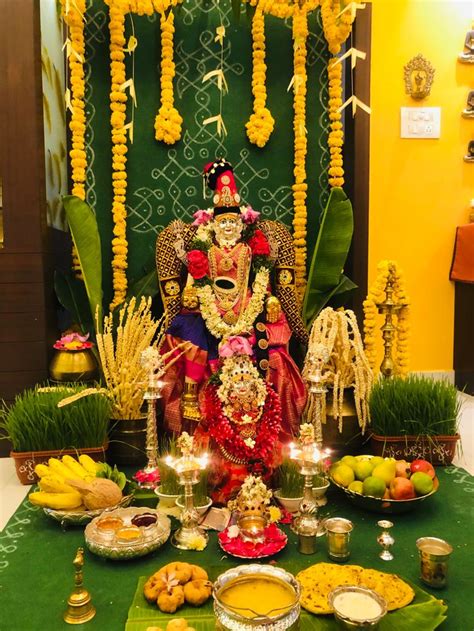 Varamahalakshmi Pooja Decoration Varalaxmi Pooja Decoration Ideas Home Flower Decor Flower