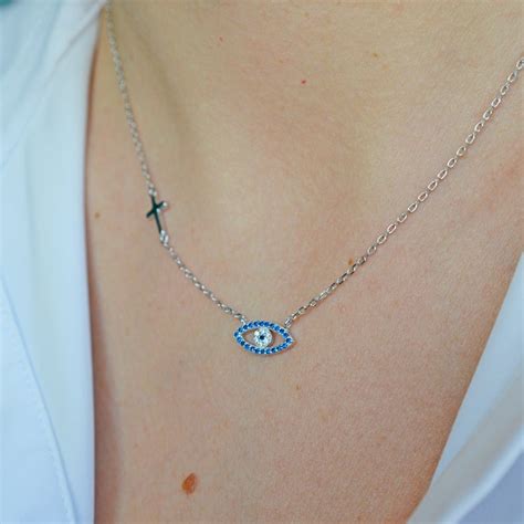 Evil Eye Sterling Silver Necklace Zircon Protection Necklace Petagadget