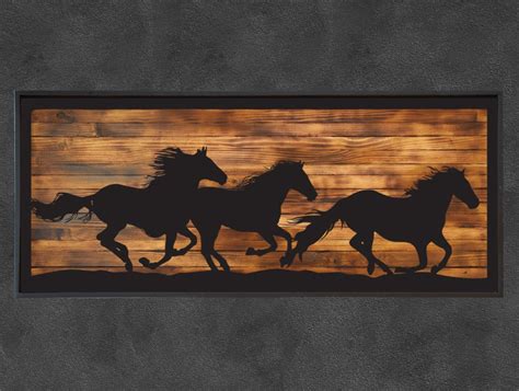 Metal Home Wall Decor Running Horseswood And Steel Artrustic Art