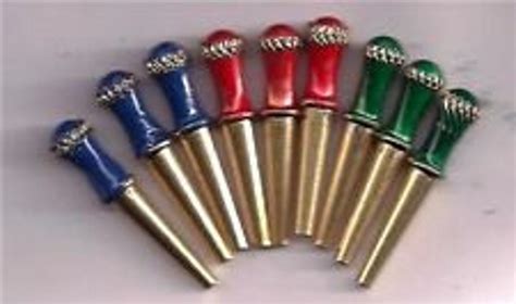 9 Cribbage Board Pegs Jeweled Tone 3 Blue 3 Red And 3 Green Gold Metal