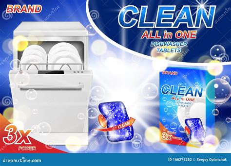 Dish Wash Soap Ads Realistic Plastic Dishwashing Packaging With Detergent Gel Advertising