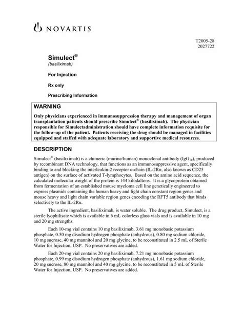 (PDF) Simulect - Novartis 2 CLINICAL PHARMACOLOGY General Mechanism of ...