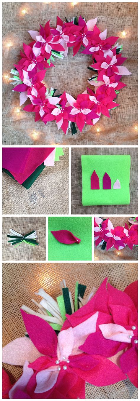 DIY Felt Poinsettia Christmas Wreath - Six Clever Sisters