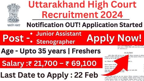 Uttarakhand High Court Recruitment Vacancies Eligibility