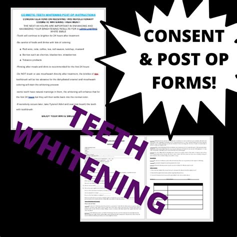 Teeth Whitening Consent Post Op Forms Etsy