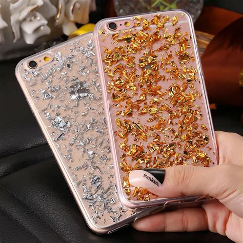 Fashion Gold Foil Bling Glitter Cover Woman Case For Iphone 8 7 6 S 6S