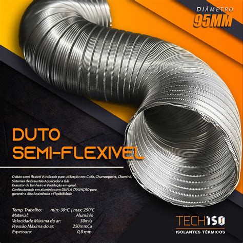 Duto Semi Flexível Alumínio 95MM Ar e Ventilação Duto Alumínio Semi