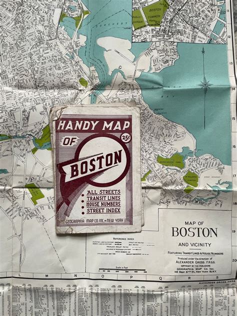 Antique Map Handy Map Of Boston Geographica Map Co Premier Street