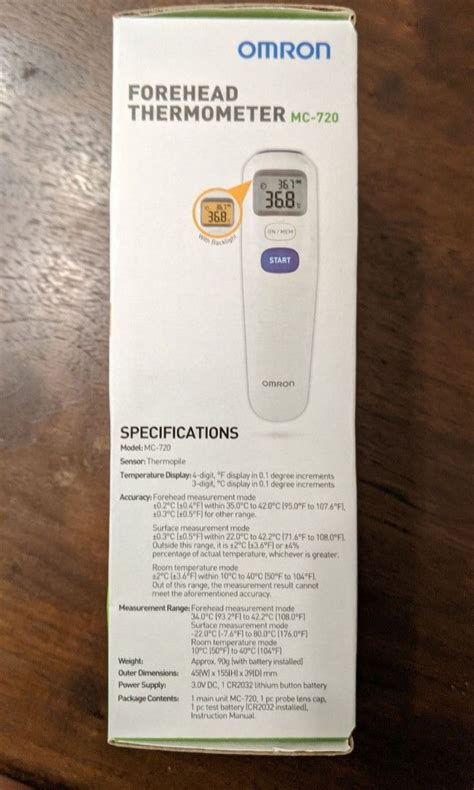 Omron Forehead Thermometer MC 720 Health Nutrition Thermometers On