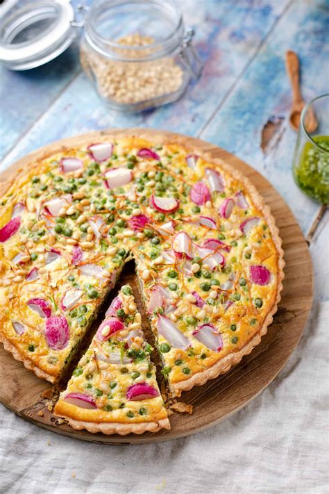 Quiche Met Radijsjes Doperwten En Pesto Francesca Kookt