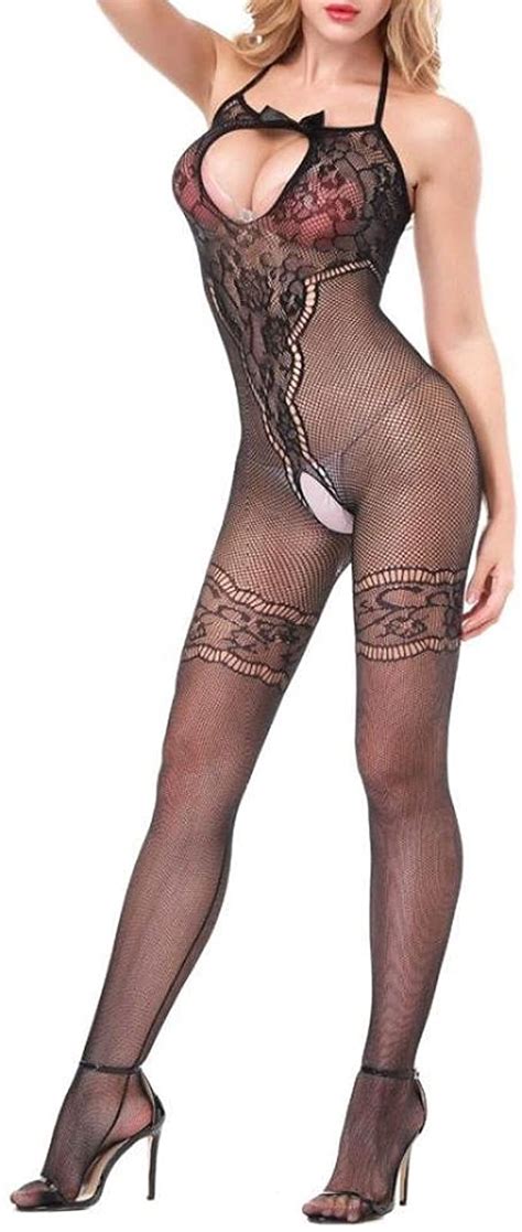 Trydoit Femmes Noir Dentelle Sexy Ouvert Entrejambe Bas Crotchles R Sille Lingerie Lingerie Pure