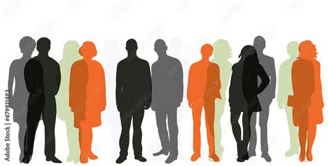 crowd of people silhouette, isolated, vector Stock Vector | Adobe Stock