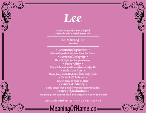 Lee - Meaning of Name