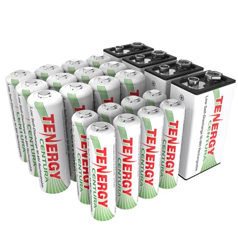 Tenergy Centura Aa Aaa Nimh Rechargeable Batteries 24pk 12 Aa 8 Aaa 4 9v Tenergy