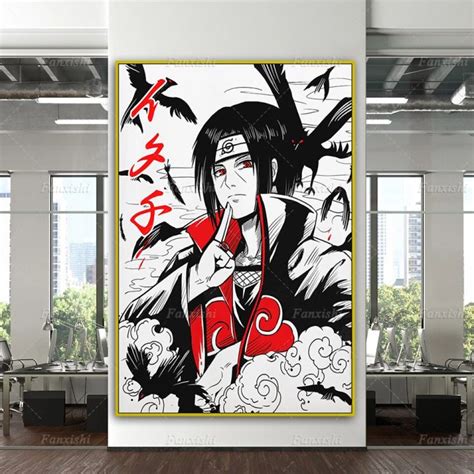 Itachi Uchiha Akatsuki Mangekyo Sharingan Naruto Anime Canvas Poster