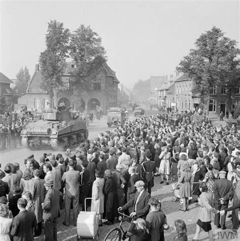 Sherman Tanks Advancing Through Cheering Crowds In Valkenswaard