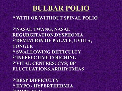 The Clinical Features And Manifestations Of Of Poliomyelitis Ppt