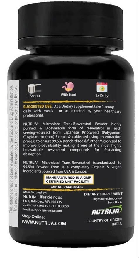 Nutrija Trans Resveratrol Powder Pure Micronized Highly