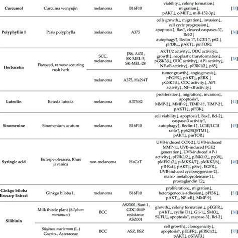 List Of Natural Compounds Targeting Pi K Akt Mtor Signaling Pathway In