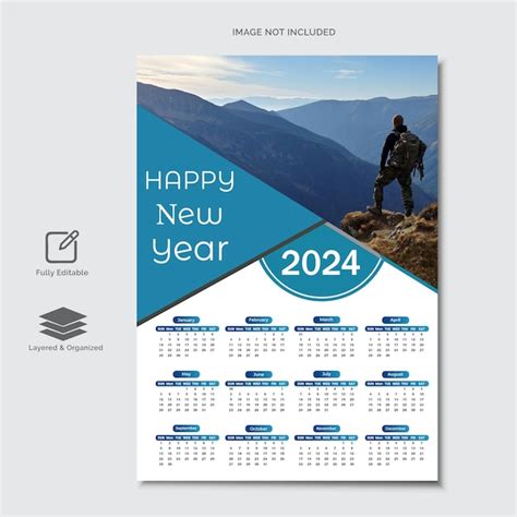 Premium Vector Creative Modern 2024 New Year Calendar Design