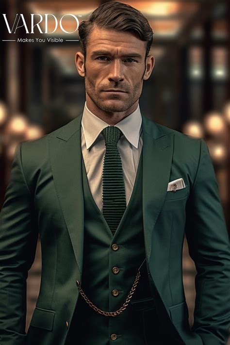 Men S Emerald Green Peak Lapel 3 Piece Suit Chic Tailored Fit Business