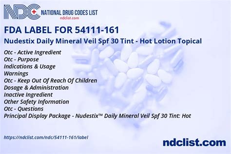 FDA Label For Nudestix Daily Mineral Veil Spf 30 Tint Hot Lotion