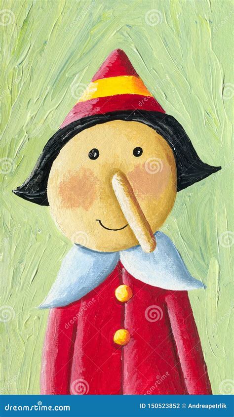 Pinocchio And His Long Nose Vector Or Color Illustration