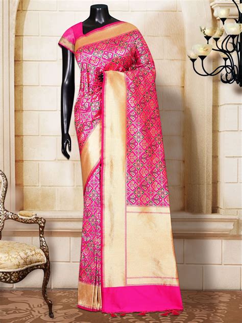 Pink Katan Silk Patola Brocade Banarasi Handloom Saree Saree Indian