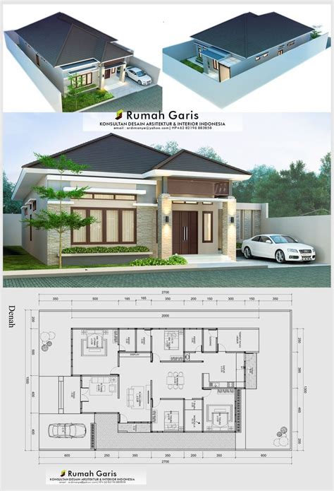 Desain Rumah Minimalis 1 Lantai 4 Kamar Tidur Tipe 187 Kapling 15x27 Meter Rumah Denah Rumah