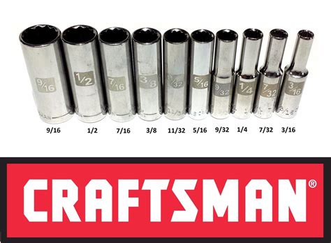 CRAFTSMAN EASY READ 10 Pc STANDARD SAE 1 4 DRIVE 12 POINT DEEP WELL