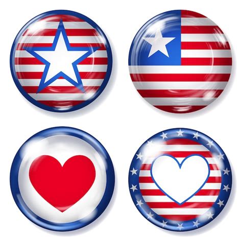 Premium Vector Round Glass Buttons With Usa Symbols