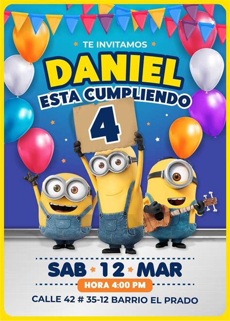 Invitación de los Minions Invitaciones de cumpleaños de minion