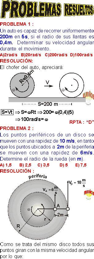 MOVIMIENTO CIRCULAR UNIFORME FÓRMULAS EJEMPLOS Y EJERCICIOS RESUELTOS