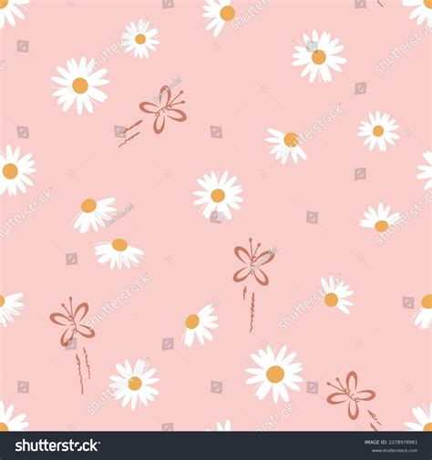 Seamless Pattern Daisy Flower Pink Gold Stock Vector Royalty Free