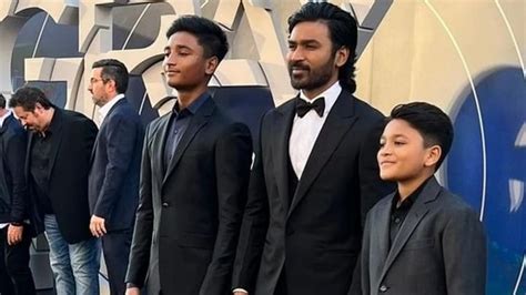 Dhanush attends The Gray Man premiere with sons Linga and Yathra, says they stole the show from ...