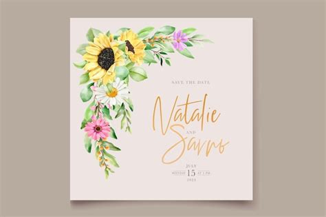 Conjunto De Tarjeta De Invitaci N Floral Acuarela Vector Gratis