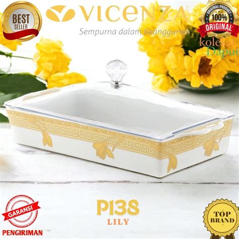 Jual Tempat Kue Persegi Panjang Merek Vicenza P138 Motif Lily Square