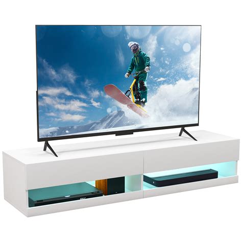 Homcom Meuble Tv Banc Tv Mural Suspendu Led Style Contemporain