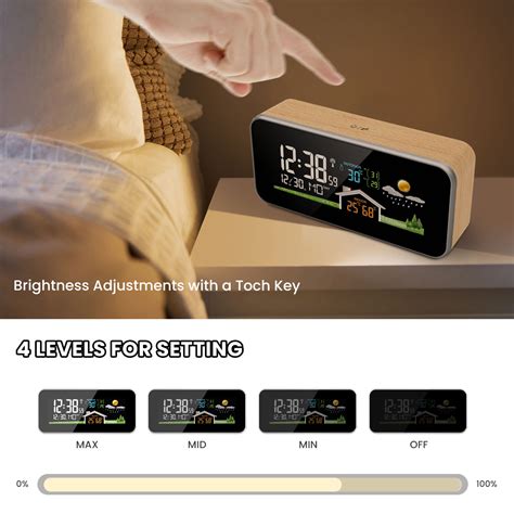 Fanju Alarm Digital Clock Weather Station With Color Display Dcf