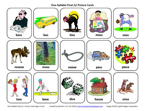 Final S Free Speech Therapy Articulation Picture Cards