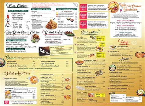 Menu At Pelicana Chicken Restaurant New York City 43 13 Bell Blvd