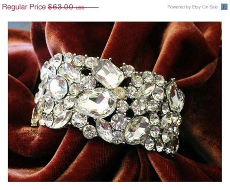 Bridal Bracelet, Bridal Cuff, Crystal Cuff, Vintage Inspired Rhinestone ...