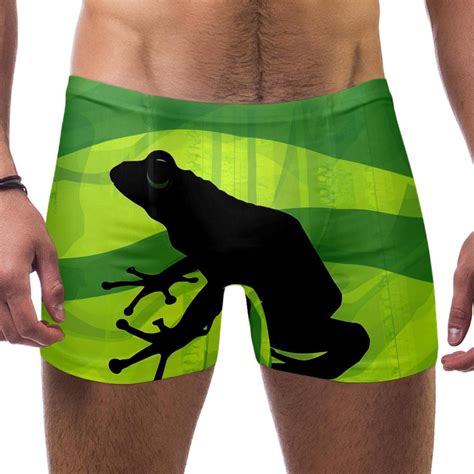 Mens Swim Briefs Mens Swim Jammers Green Frog Animal Silhouette