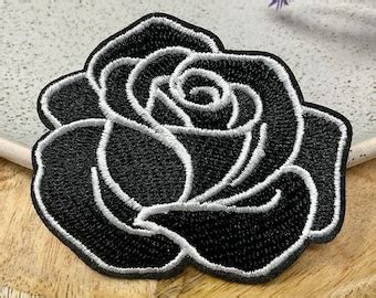 Red Rose Patch Small Iron On Embroidered Patches Long Etsy