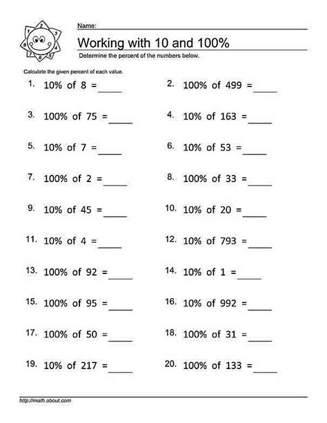 Percentage Worksheets For Grade 6 Pdf