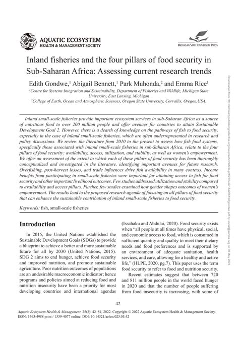 PDF Inland Fisheries And The Four Pillars Of Food Security In Sub