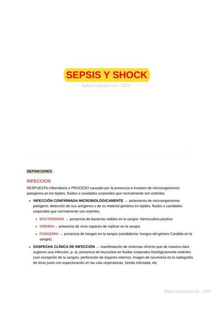 Sepsis Y Shock S Ptico Rafael Fernando Lajmanovich Udocz