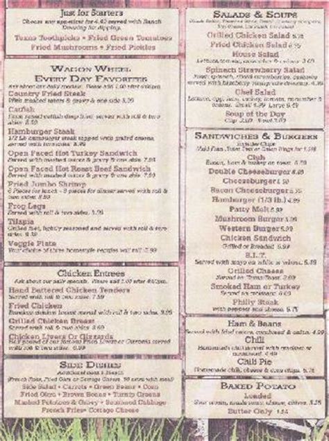 Wagon Wheel Country Cafe Springdale Menu Prices Restaurant