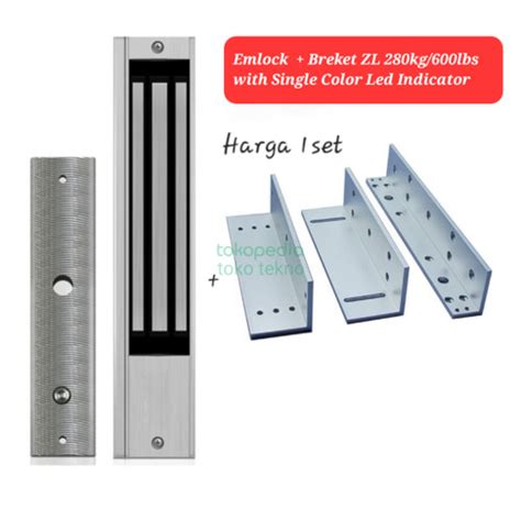 Jual Emlock Em Lock Magnetic Lock Bracket ZL 280kg 600Lbs Single Led